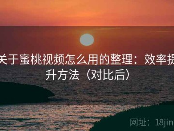 关于蜜桃视频怎么用的整理：效率提升方法（对比后）