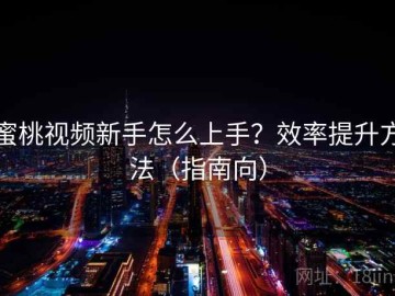 蜜桃视频新手怎么上手？效率提升方法（指南向）