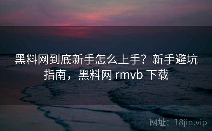 黑料网到底新手怎么上手？新手避坑指南，黑料网 rmvb 下载